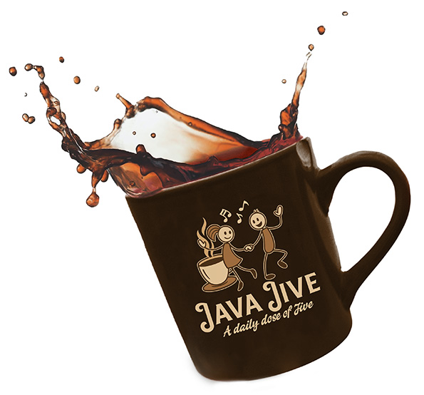Java Jive Logo on a cup of coffee